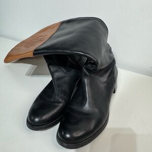 Franco Sarto Black and Tan Leather Tall Heeled Boots